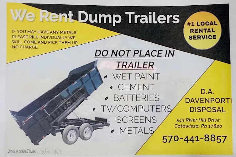 D.A. Davenport Disposal - Dumpster rental in Catawissa, Pennsylvania